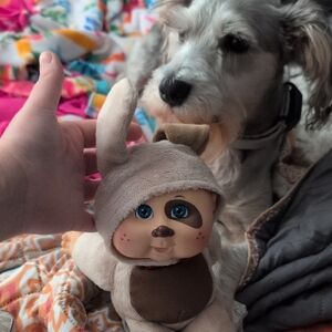 Adorable Plush Dog Toy in Cream and Brown